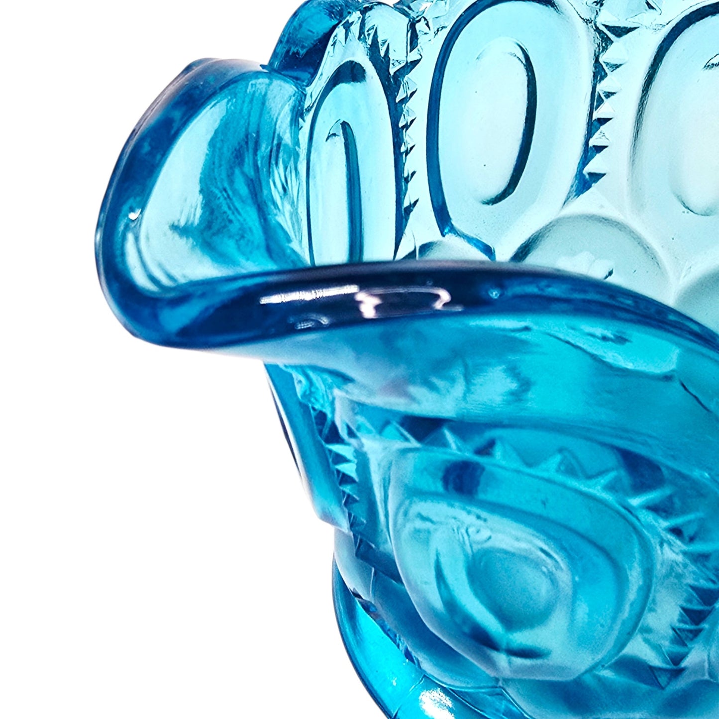 Vintage L. E. Smith Glass Moon & Stars Creamer Pattern Peacock Blue Turquoise UV