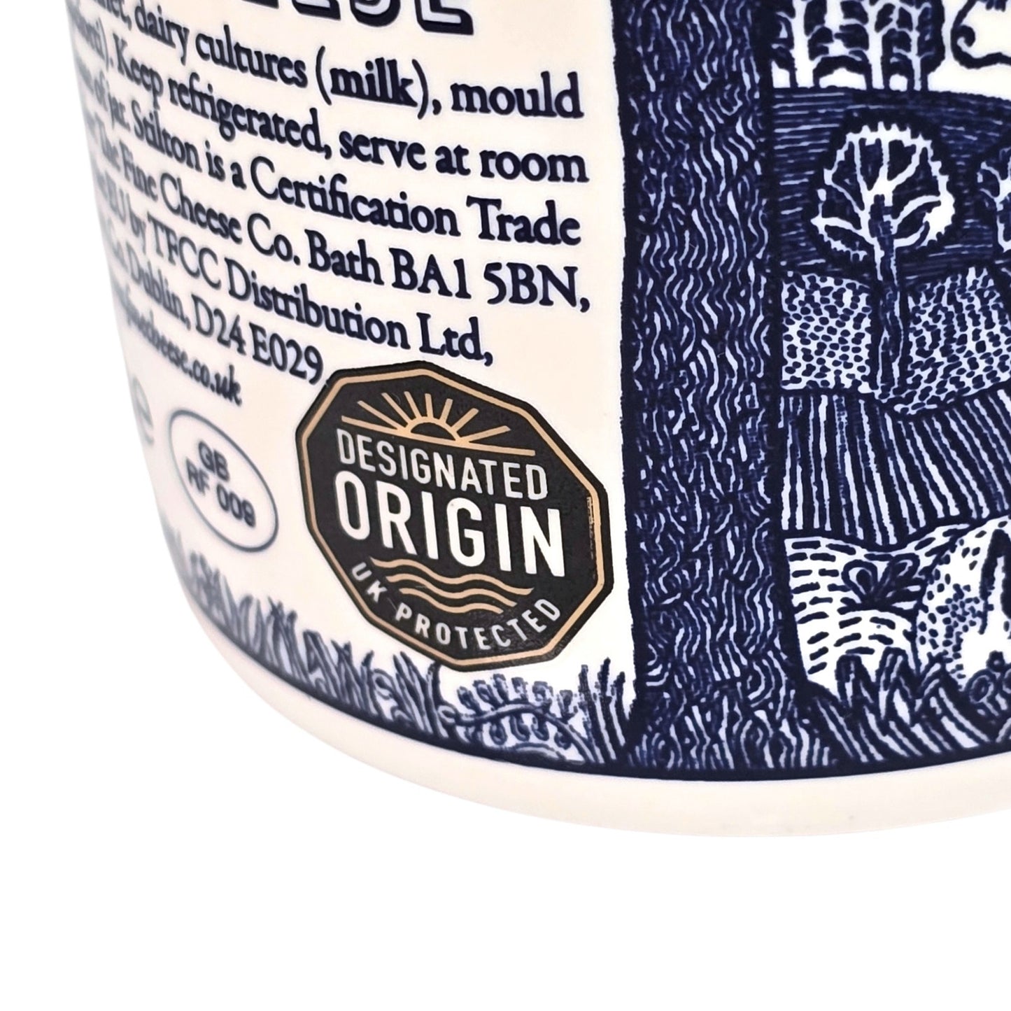 The Fine Cheese Co Blue Stilton Cheese Crock English Transferware Jar 3.2"