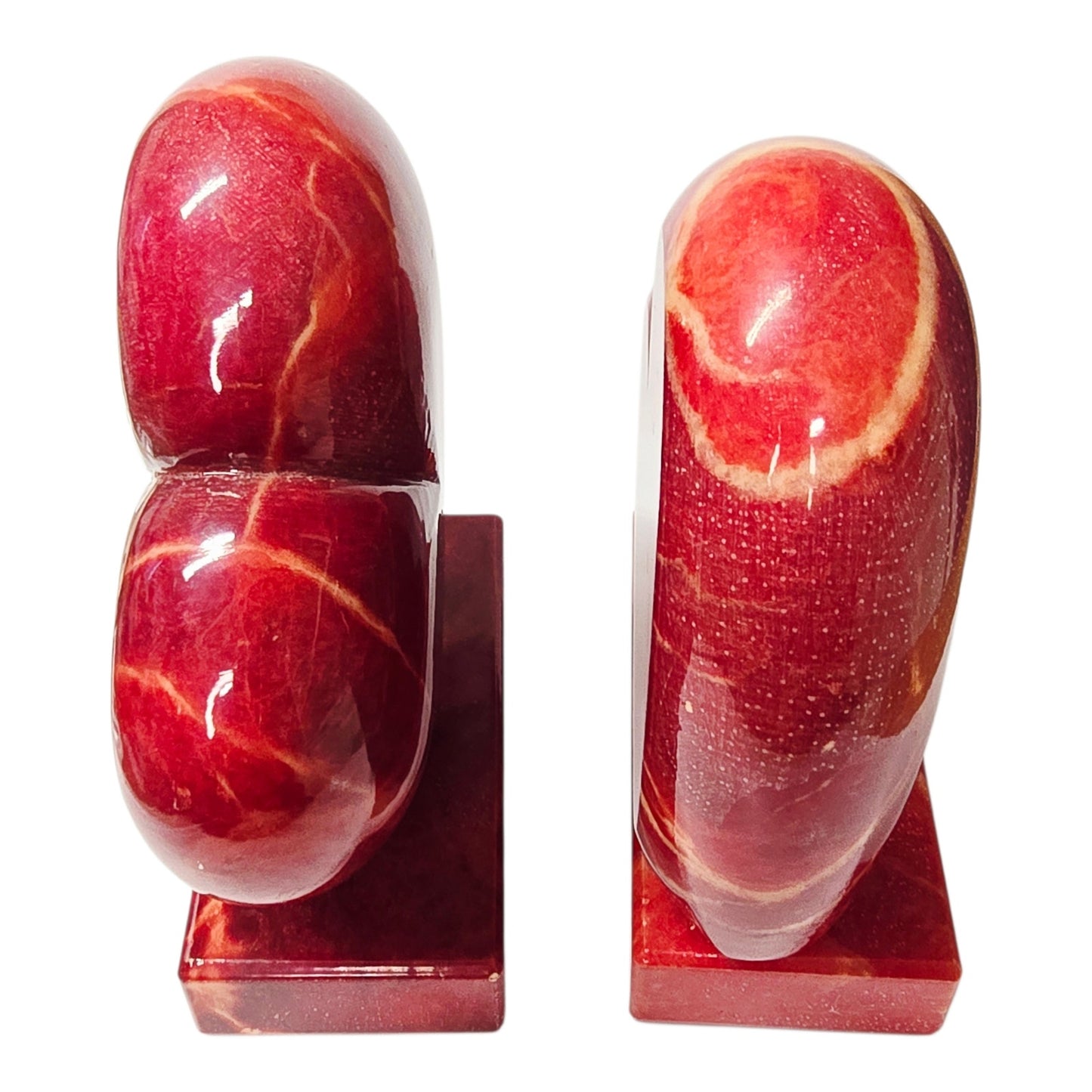 Vtg Ducceschi Italian Alabaster Red Heart Bookends Mid Century MCM Italy 8 lbs