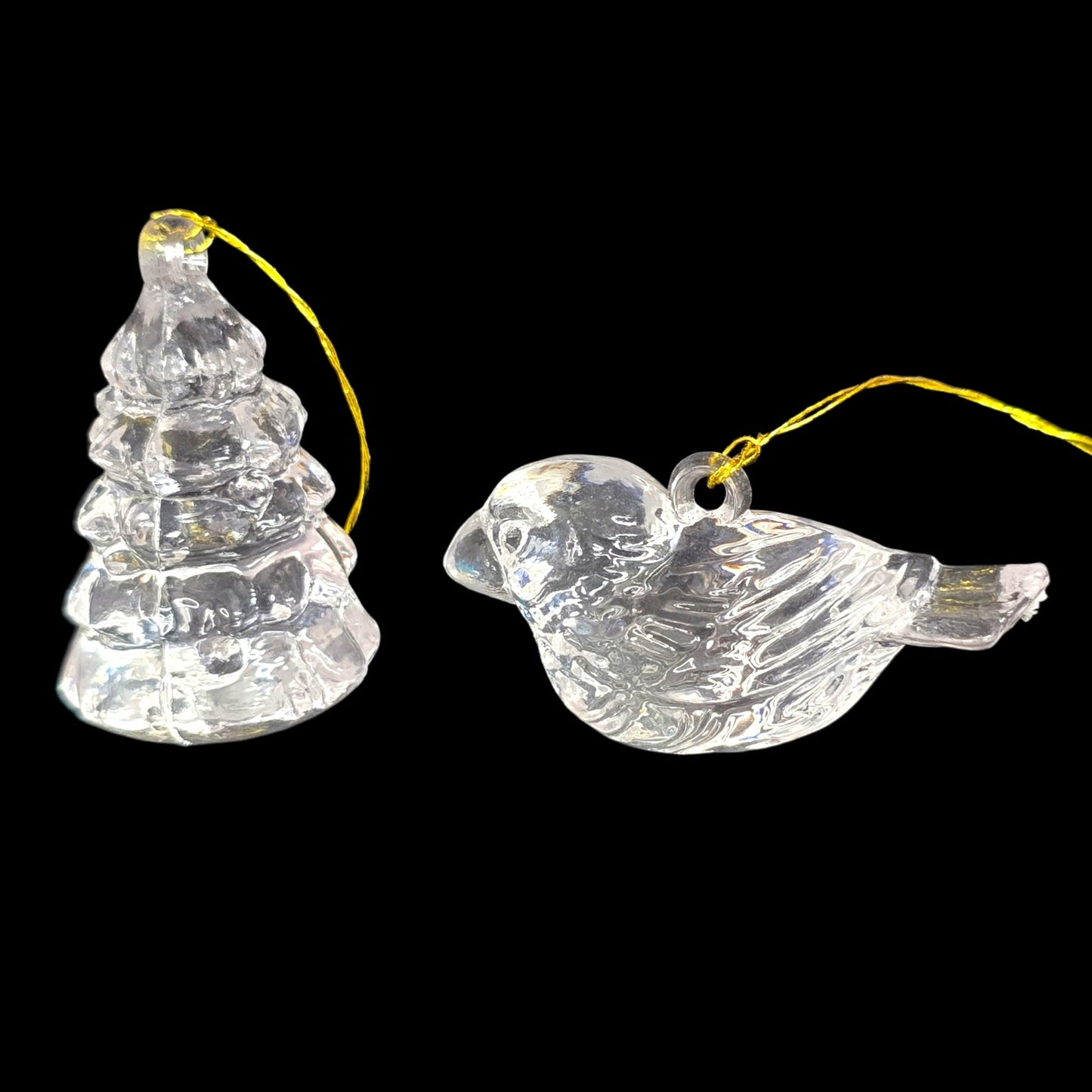 Set of 6  Vintage Miniature Clear Acrylic Christmas Ornaments