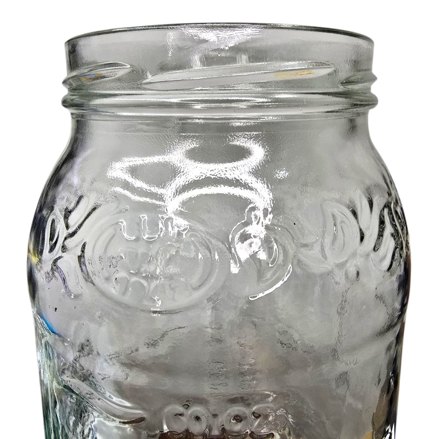 Vtg Vlasic Farms Embossed Glass Jar 64oz Pickle Canister Clear Farmhouse Decor