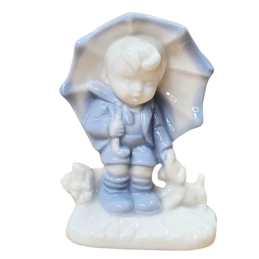 Vintage Enesco Japan Umbrella Boy Figurine Cottagecore Grandmillennial Decor