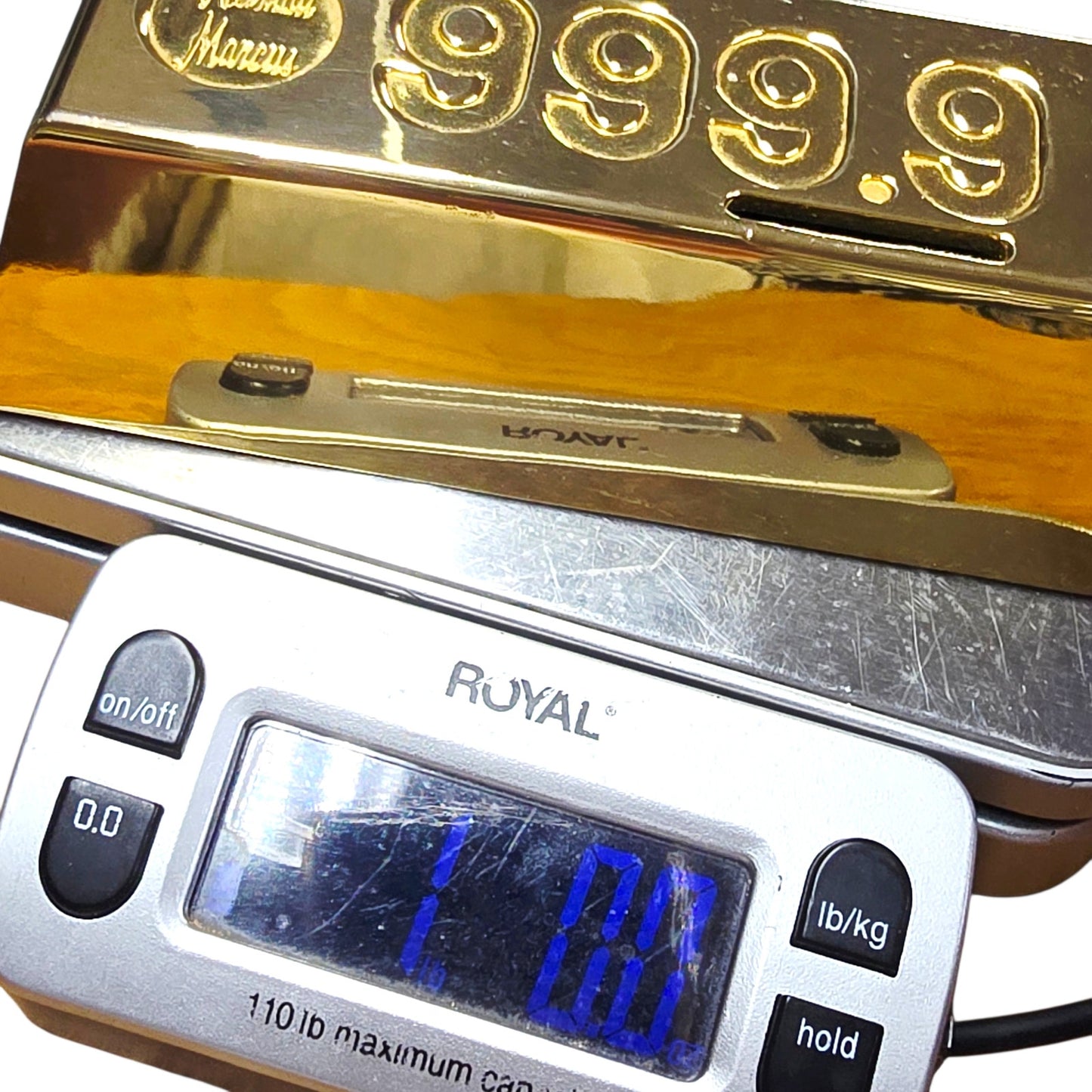 Vintage Neiman Marcus Brass Gold Bar Piggy Bank 999.9 Fine Gold Ingot Paperweight