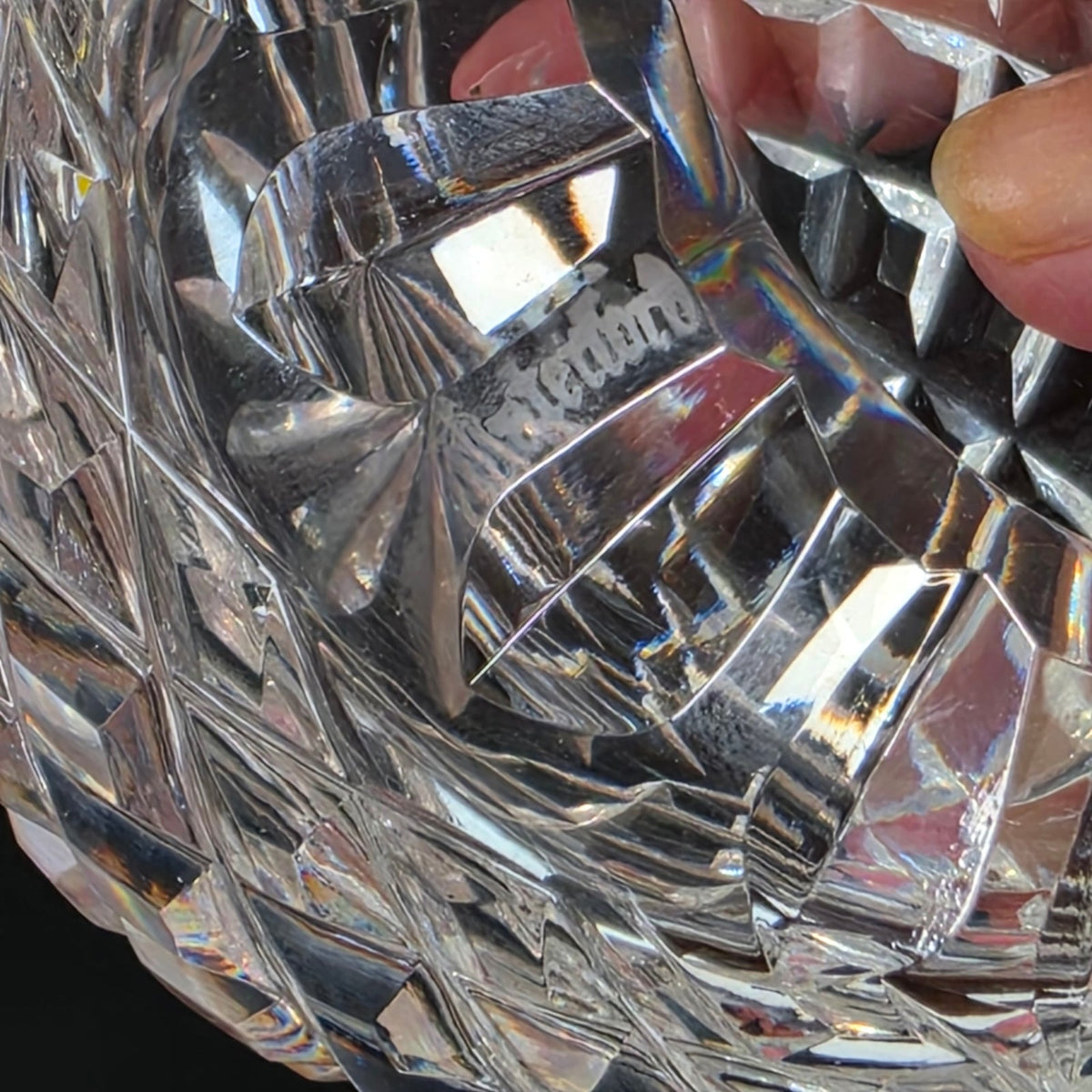 Waterford Crystal Hollow Dome Paperweight Diamond Cut Starburst Signed