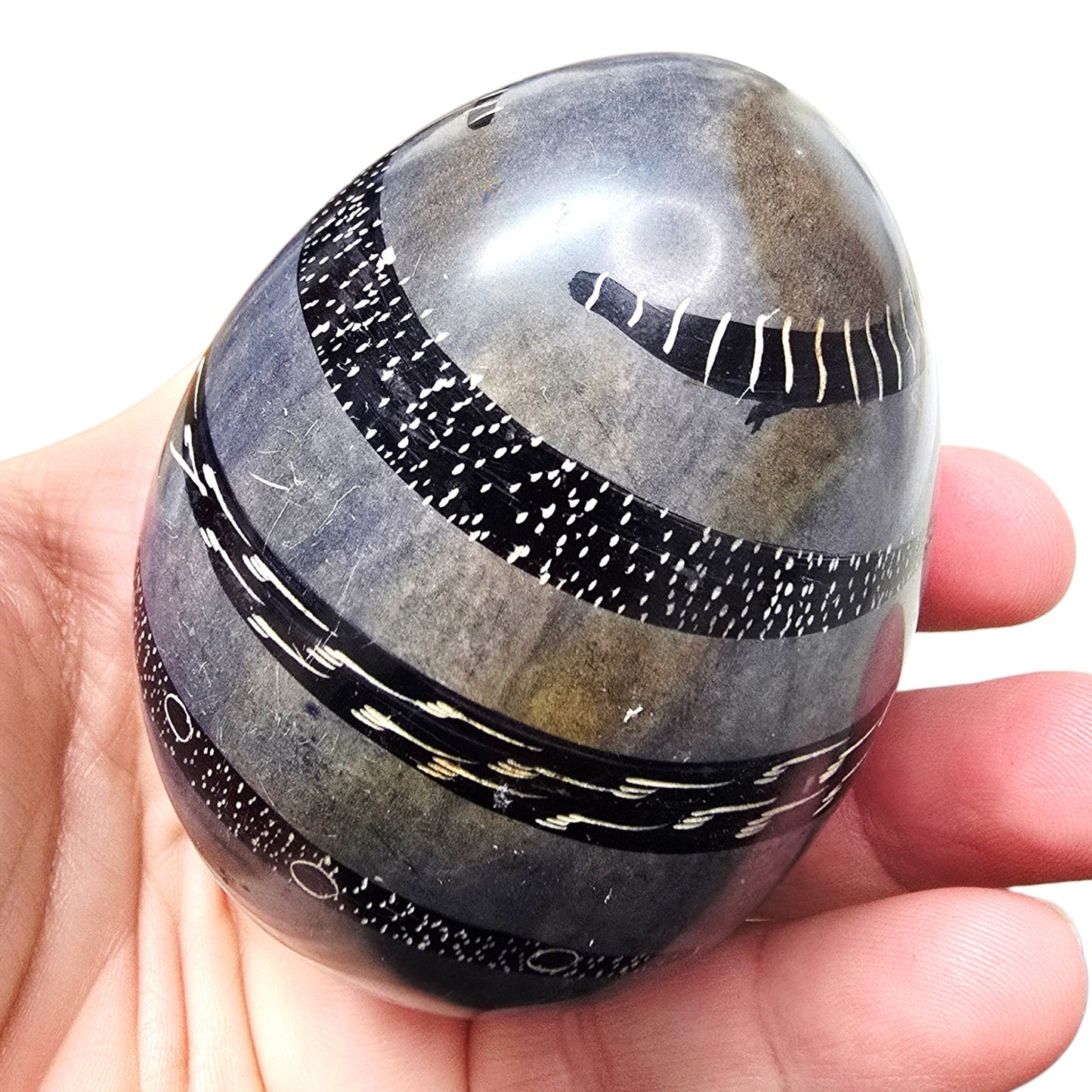 4 Hand Carved African Kisii Soapstone Eggs Kenya Decorative Stone Paperweights