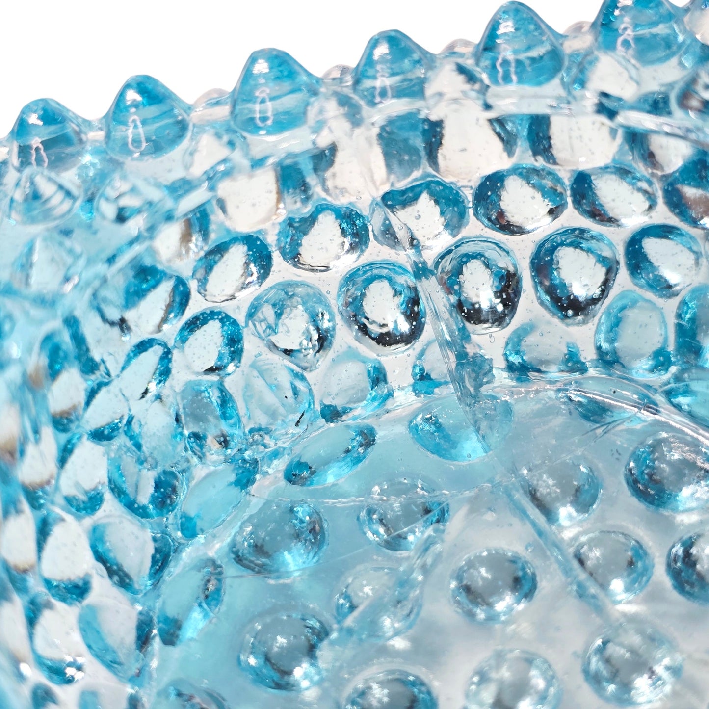 AS IS Fenton Aqua Blue Hobnail Glass Votive Holder Glows UV Reactive Manganese