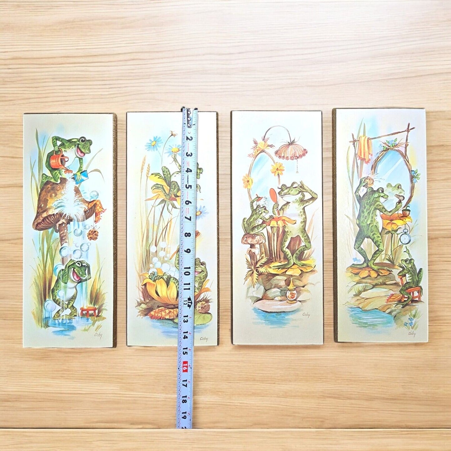 4Vtg Coby Wall Art Bathing Frogs Daily Routine Bathroom Plaques 1970s midcentury