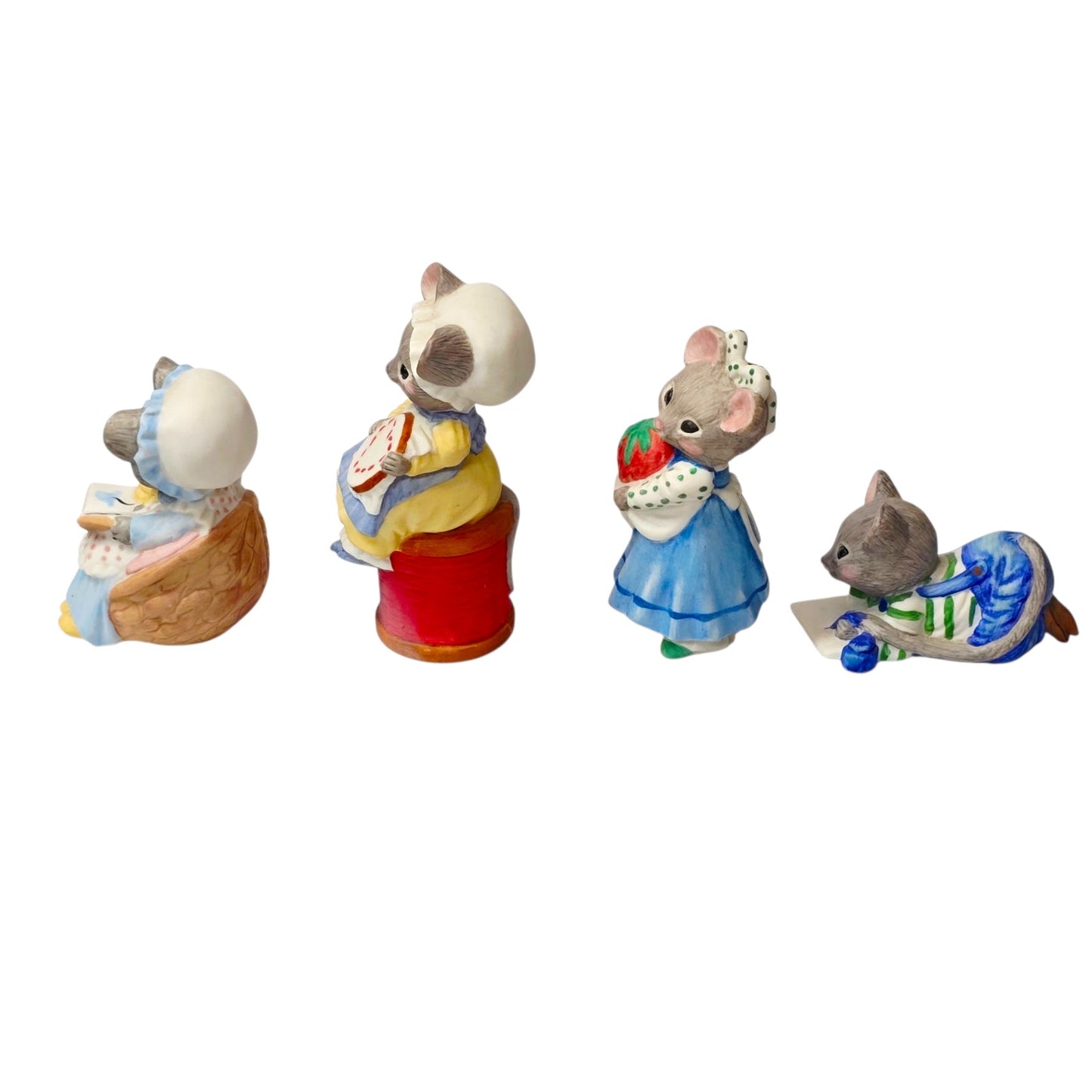 Hallmark Minikins Mouse Figurines Set 4 Vintage Porcelain 1983 Hand Painted