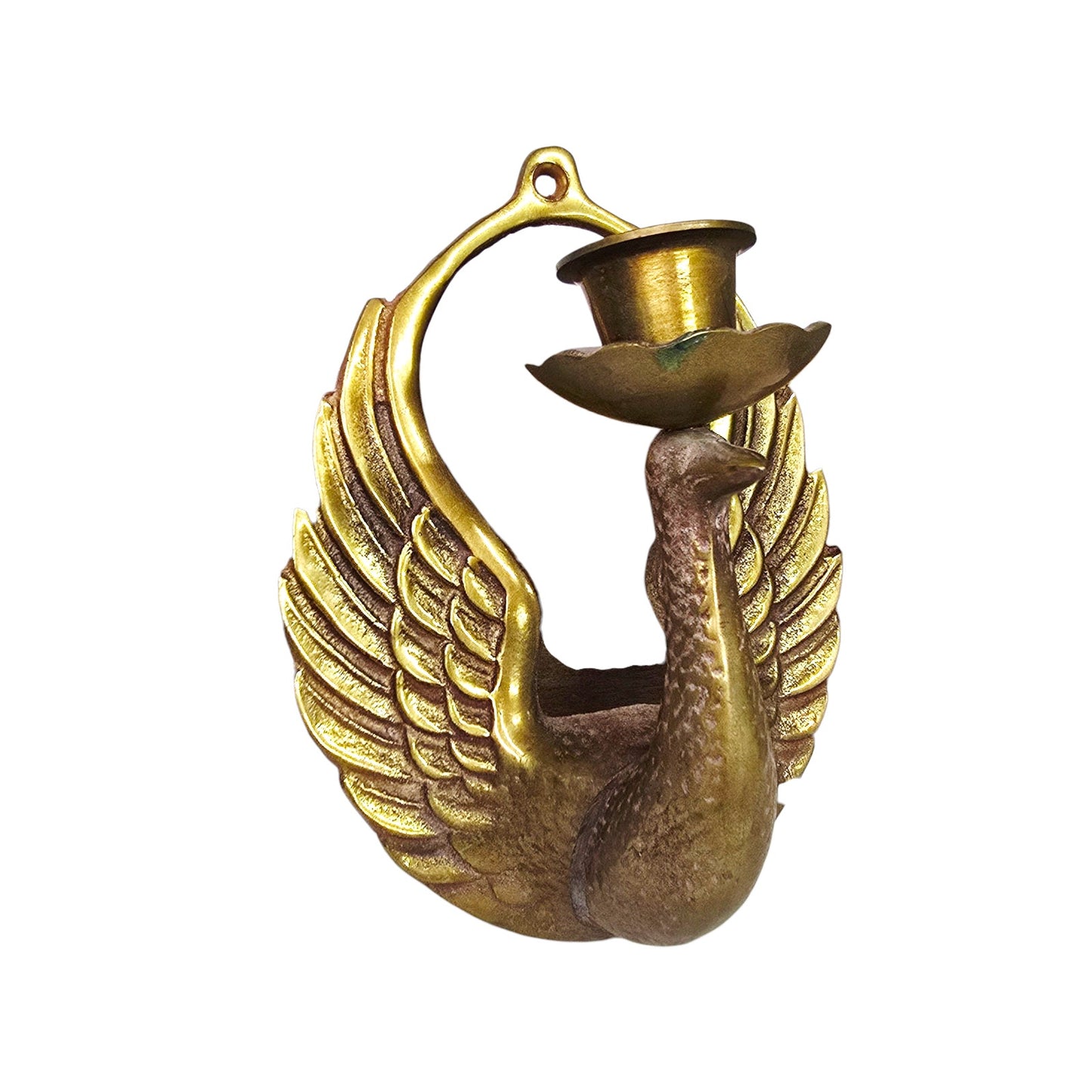 Vintage Brass Swan/Phoenix Wall Sconce Candle Holder Korea