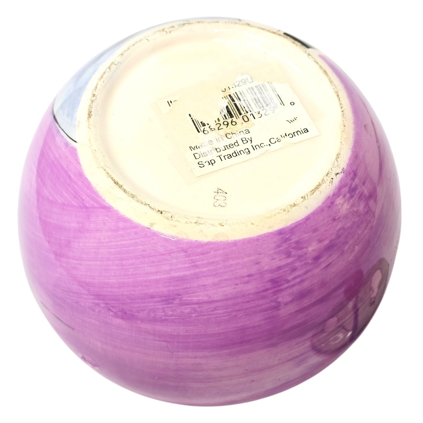 Vintage Kitsch Black Cat and Mouse Ceramic Canister - Purple Floral