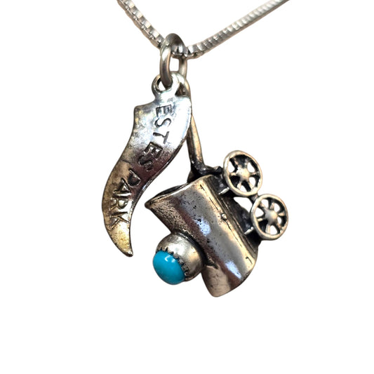 * Estes Park Sterling 925 Stagecoach Pendant Necklace with Turquoise, 925 Italy Chain 22"