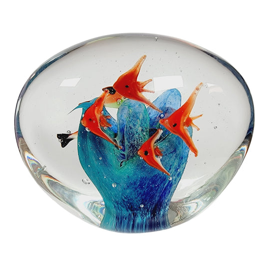 Hand Blown Fish Aquarium Paperweight, Art Glass Fish Aquarium Murano Style Fish