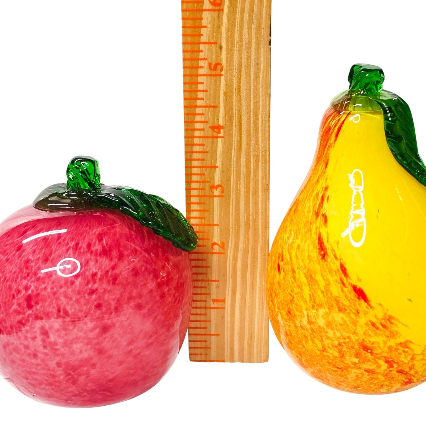 Vtg Italian Art Glass Fruit Apple Pear Figurines Hand Blown Murano Style Italy
