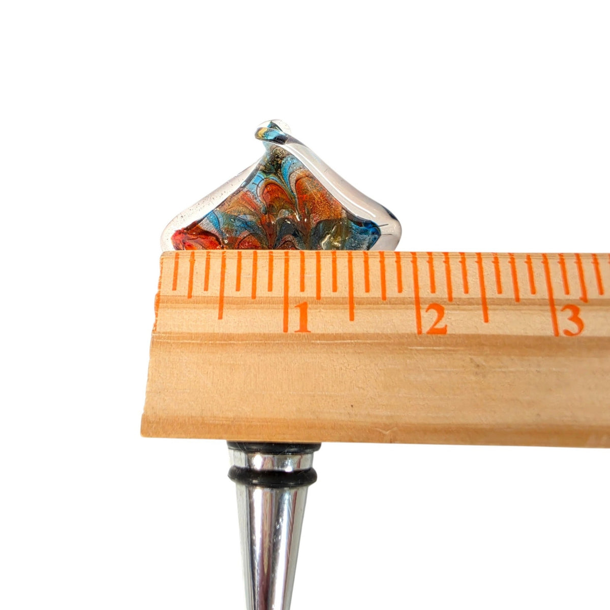 Multicolor Art Glass Wine Bottle Stopper Folded Glass Square Abstract Retro