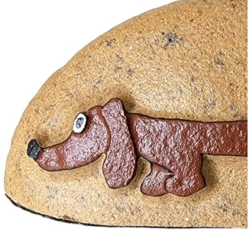 Vintage Weiner Dog on Faux Rock Paperweight, by Monkey Business