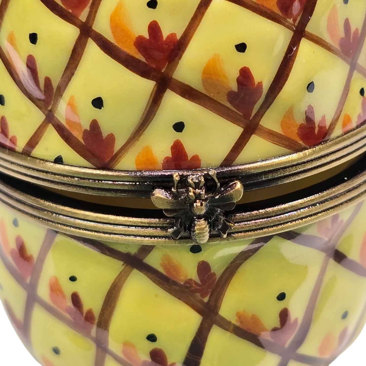 Limoges France Pineapple & Asparagus Trinket Box Set Atelier Box & Certificate