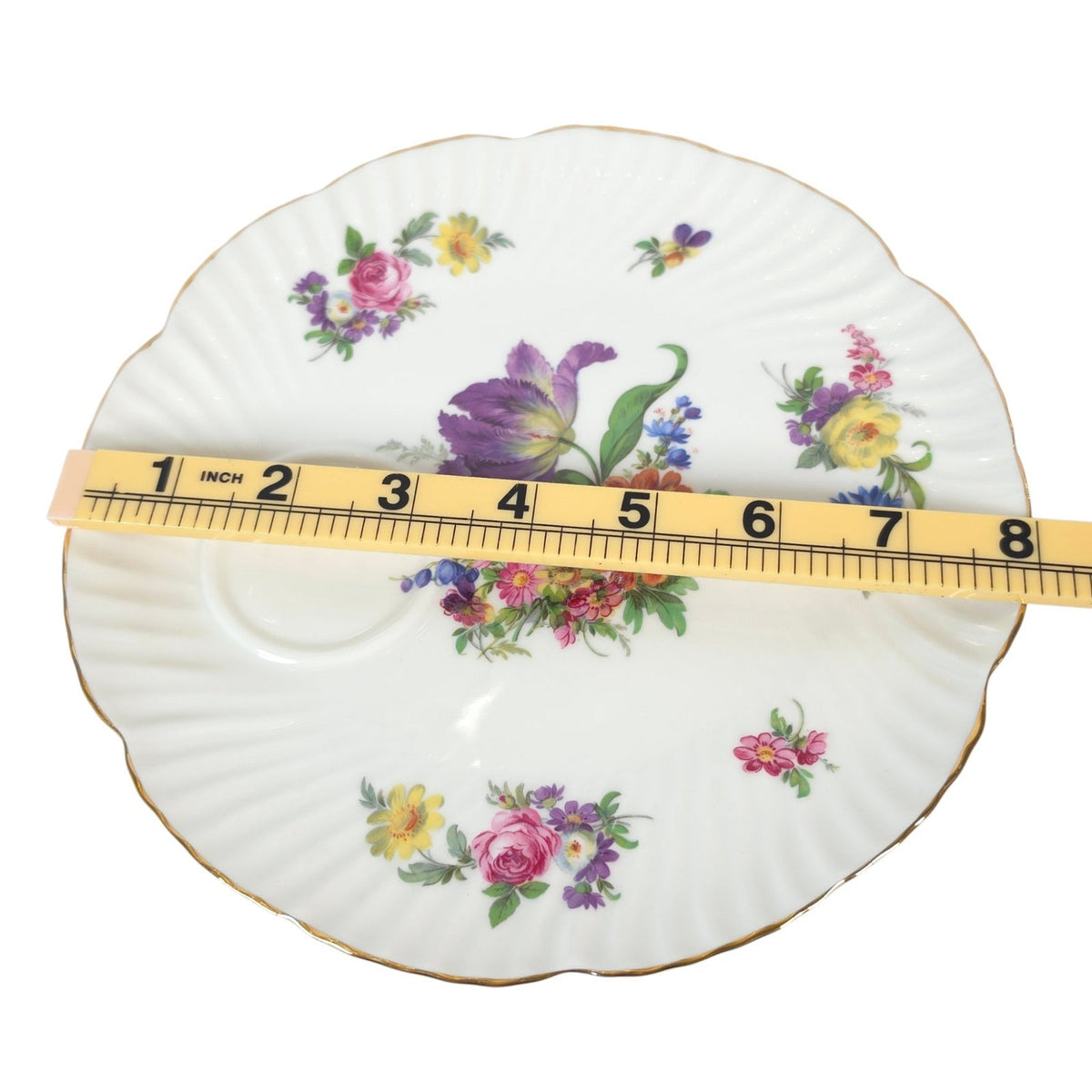 Vintage Oakley England Fine Bone China Floral Tennis Set Cup Snack Plate