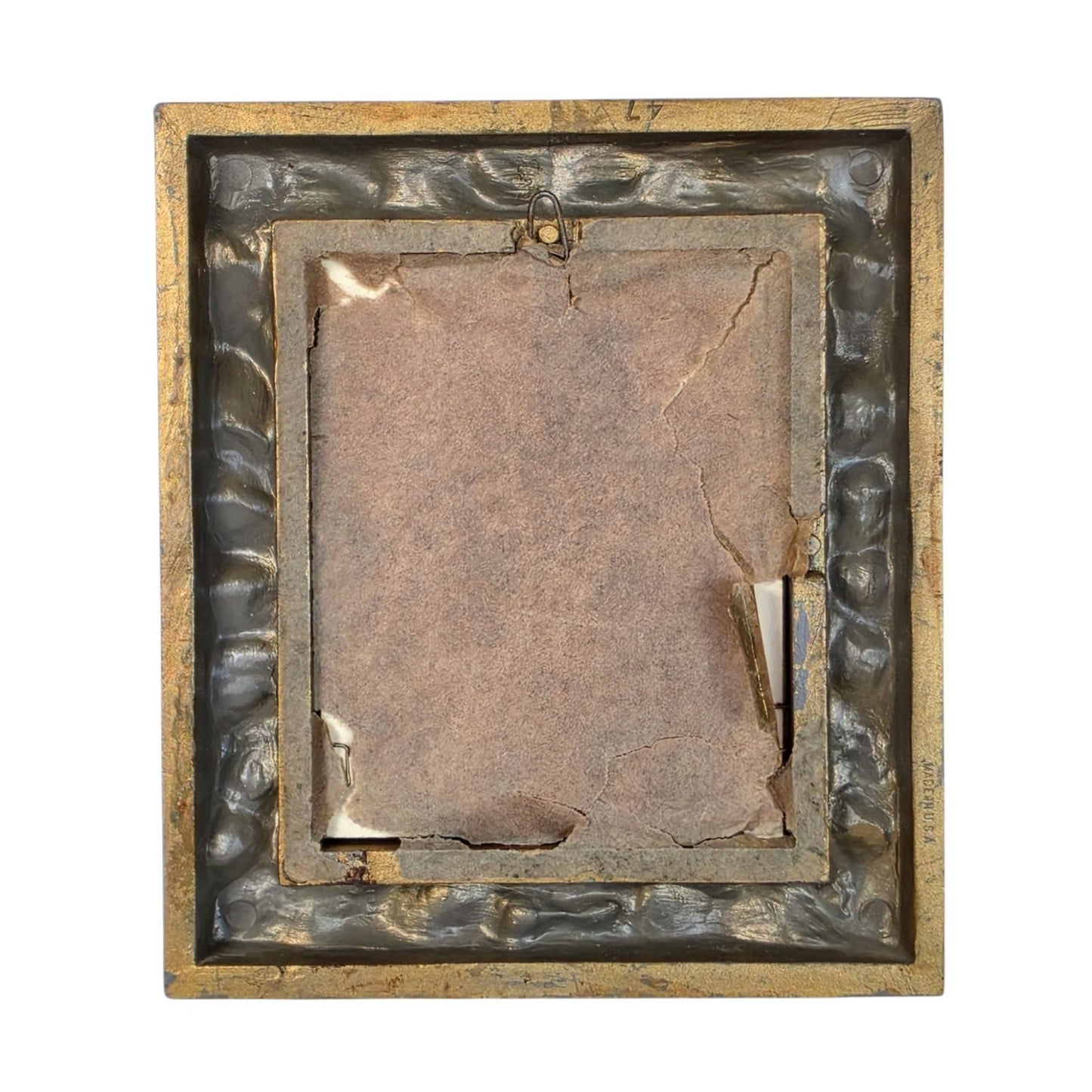 Vintage Courting Couple Miniature Portrait Plaque Ornate Frame Made in USA