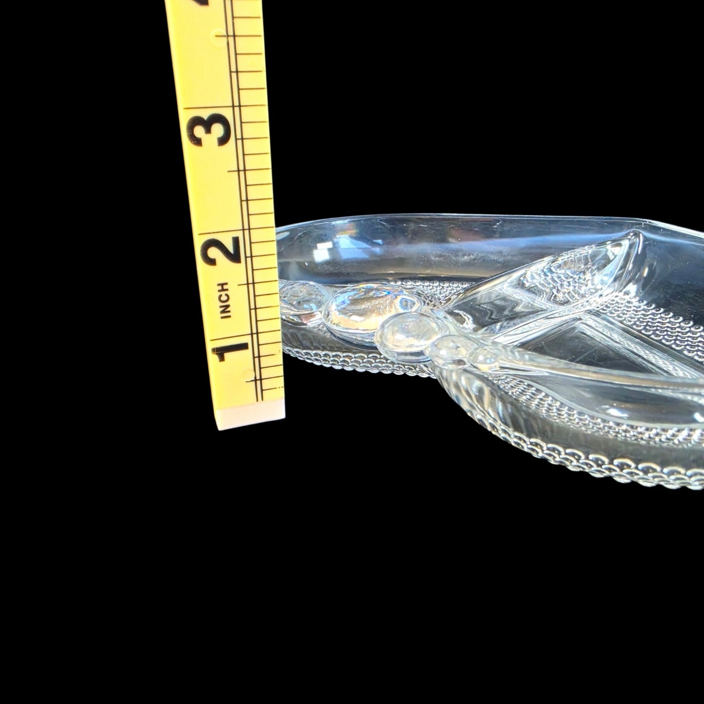 Vtg Duncan & Miller Divided Heart Glass Dish 365 UV Teardrop Pattern EUC No. 301