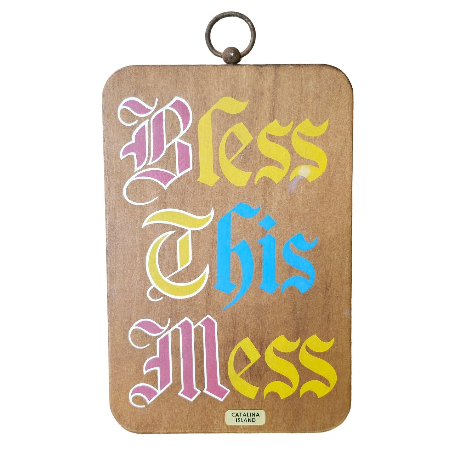 Vintage Bless This Mess Hand-Painted Cutting Board Wall Hanging