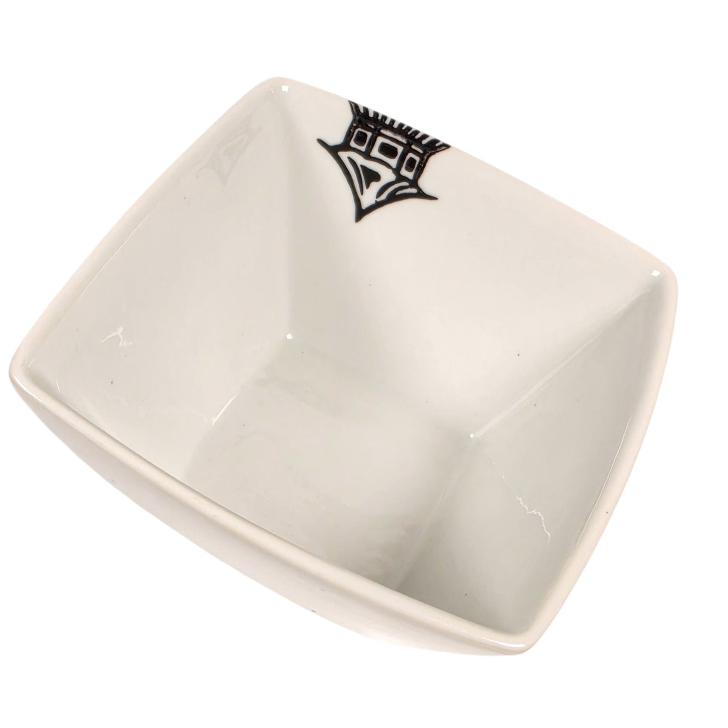 World Market Set of 4 Square Noodle Bowls Asian Pagoda Bird Japandi Boho Minimal
