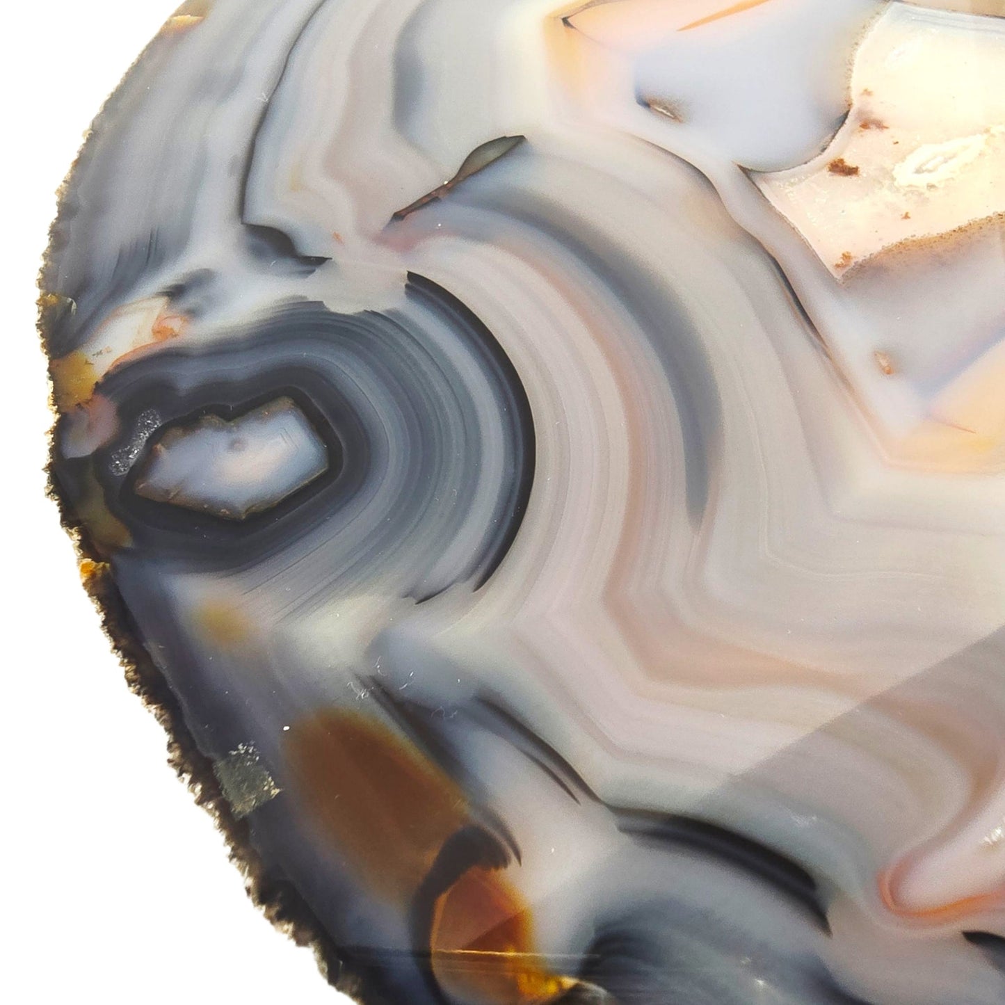 Large Sliced Agate Slab with Small Exposed Druzy Gray Blues