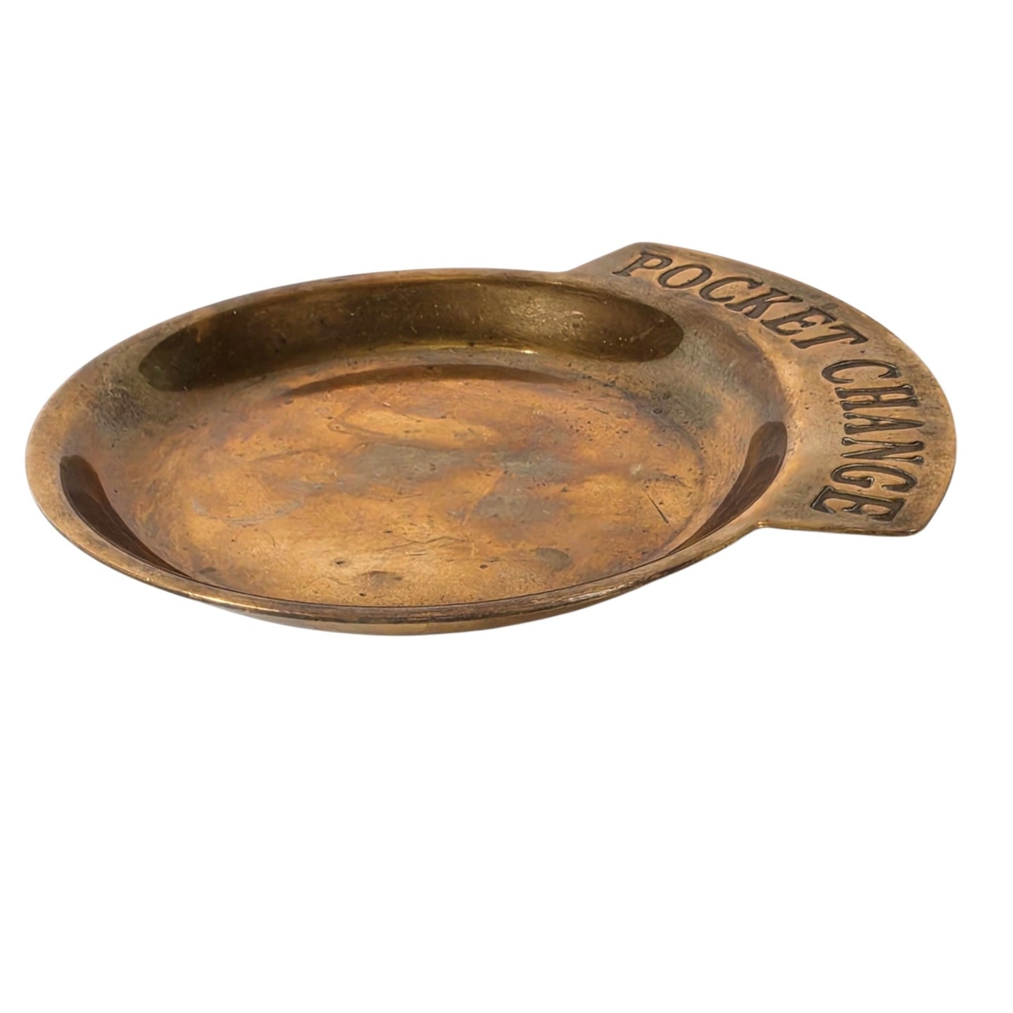 Vintage Brass "Pocket Change" Catch-All Coin Dish with Red Felt Lining