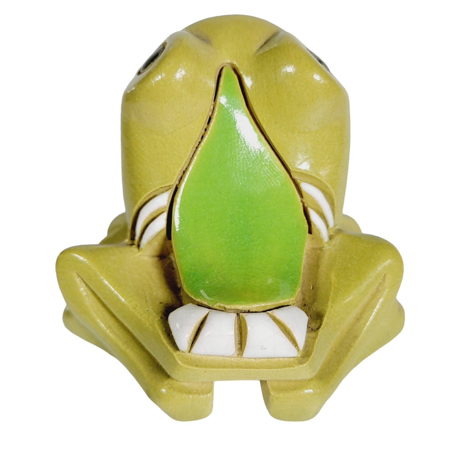 Artesania Rinconada Green Tree Liap Frog , Ceramic Frog Collectible Figurine