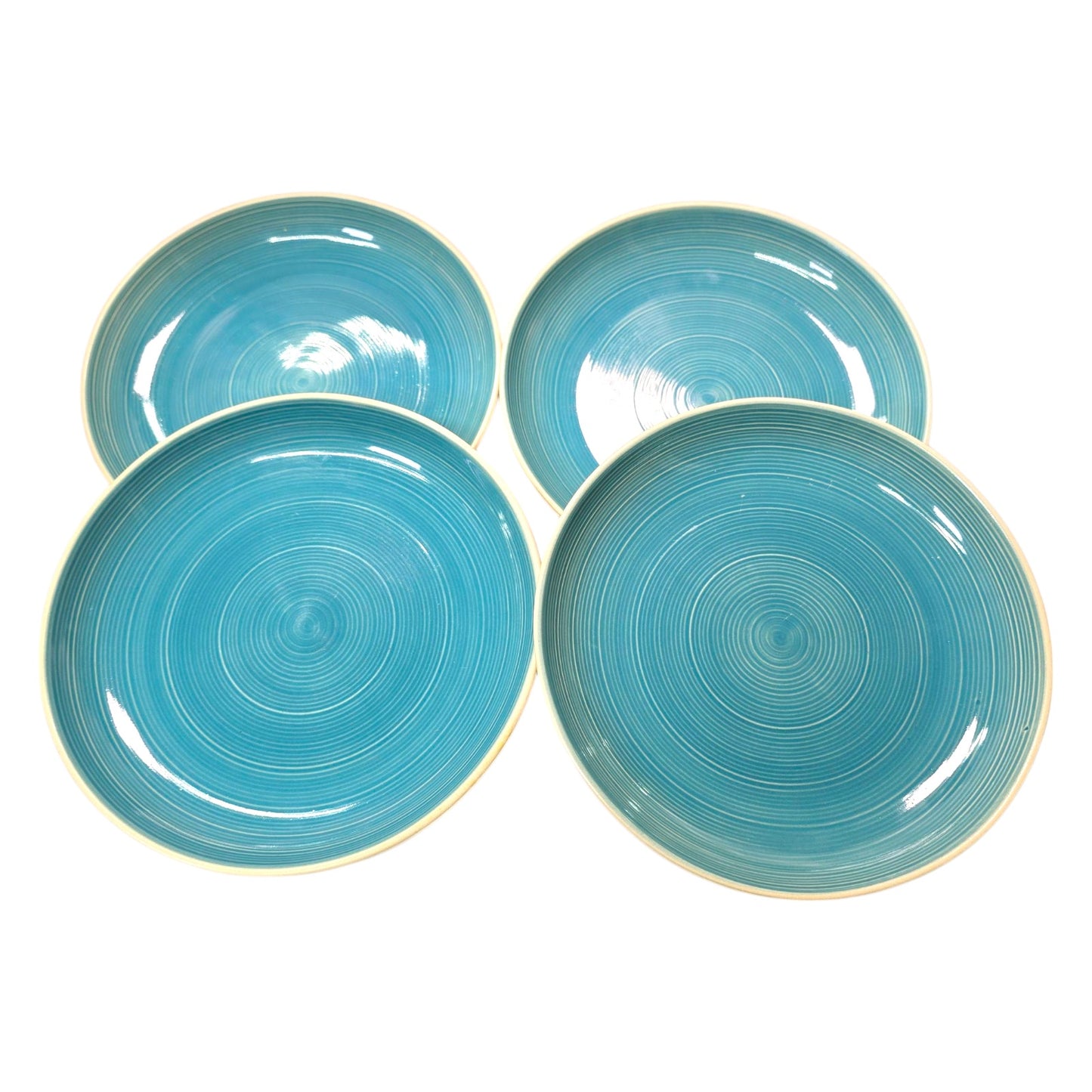 Sango Riva Teal Stoneware Salad Plates 7 3/4" #4657, Set Of 4 Teal Stoneware