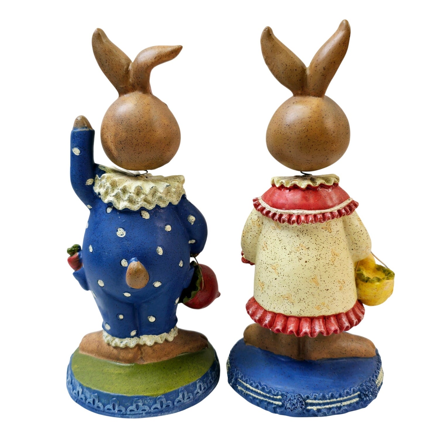 Rare Rabbits Vintage Easter Bunny Bobble Heads Collector Bubble Head Boy & Girl