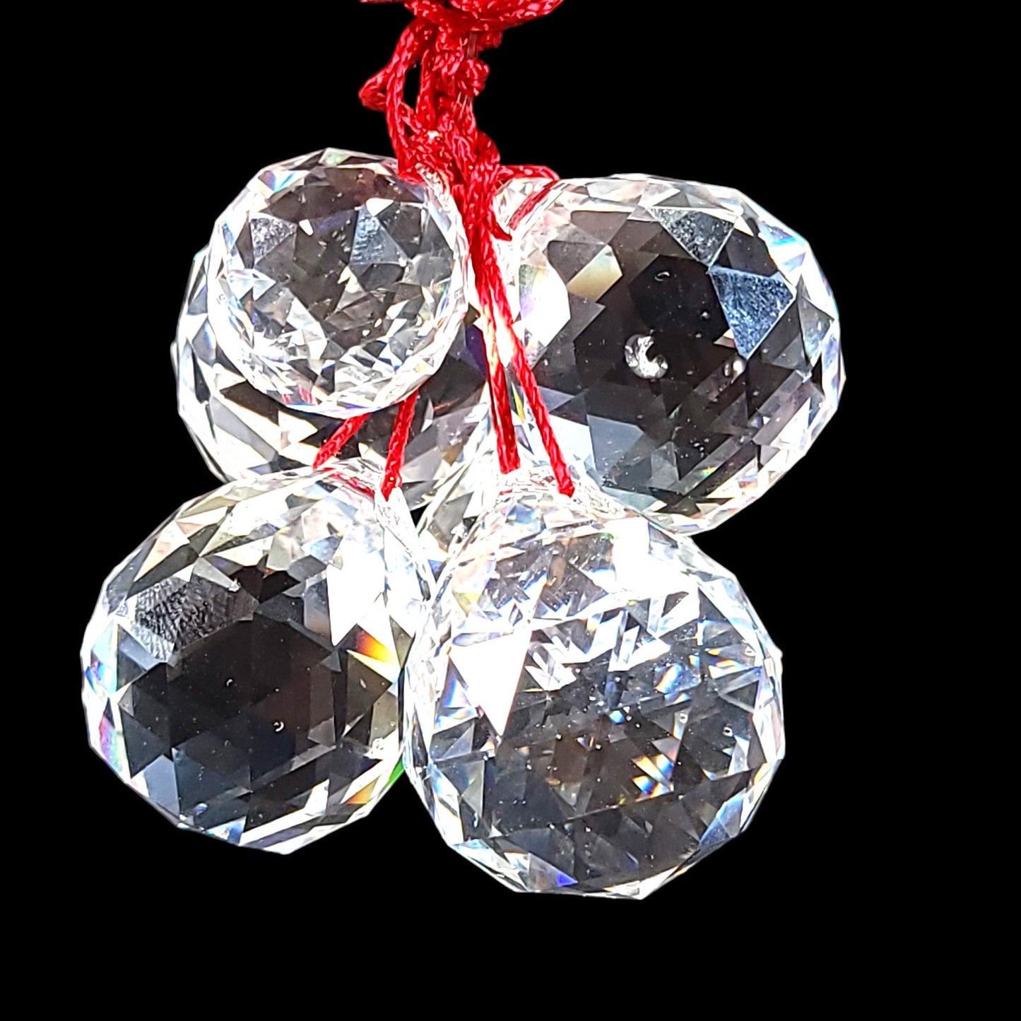 Set of 6 Crystal Faceted Prism Ball Suncatcher Orbs