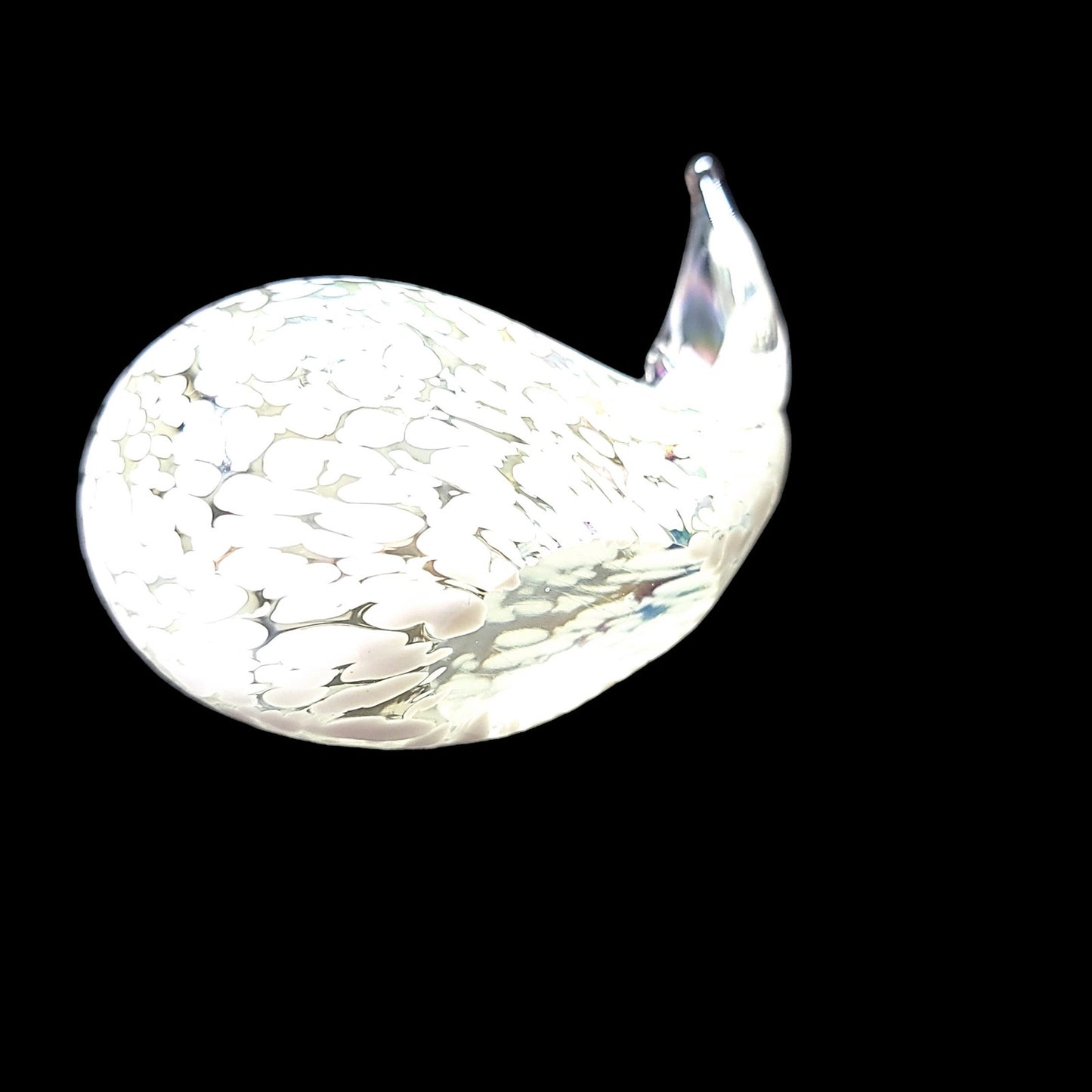 Opalescent Art Glass Whale, Hand-Blown Art Glass Whale Figurine Paperweight 4" W