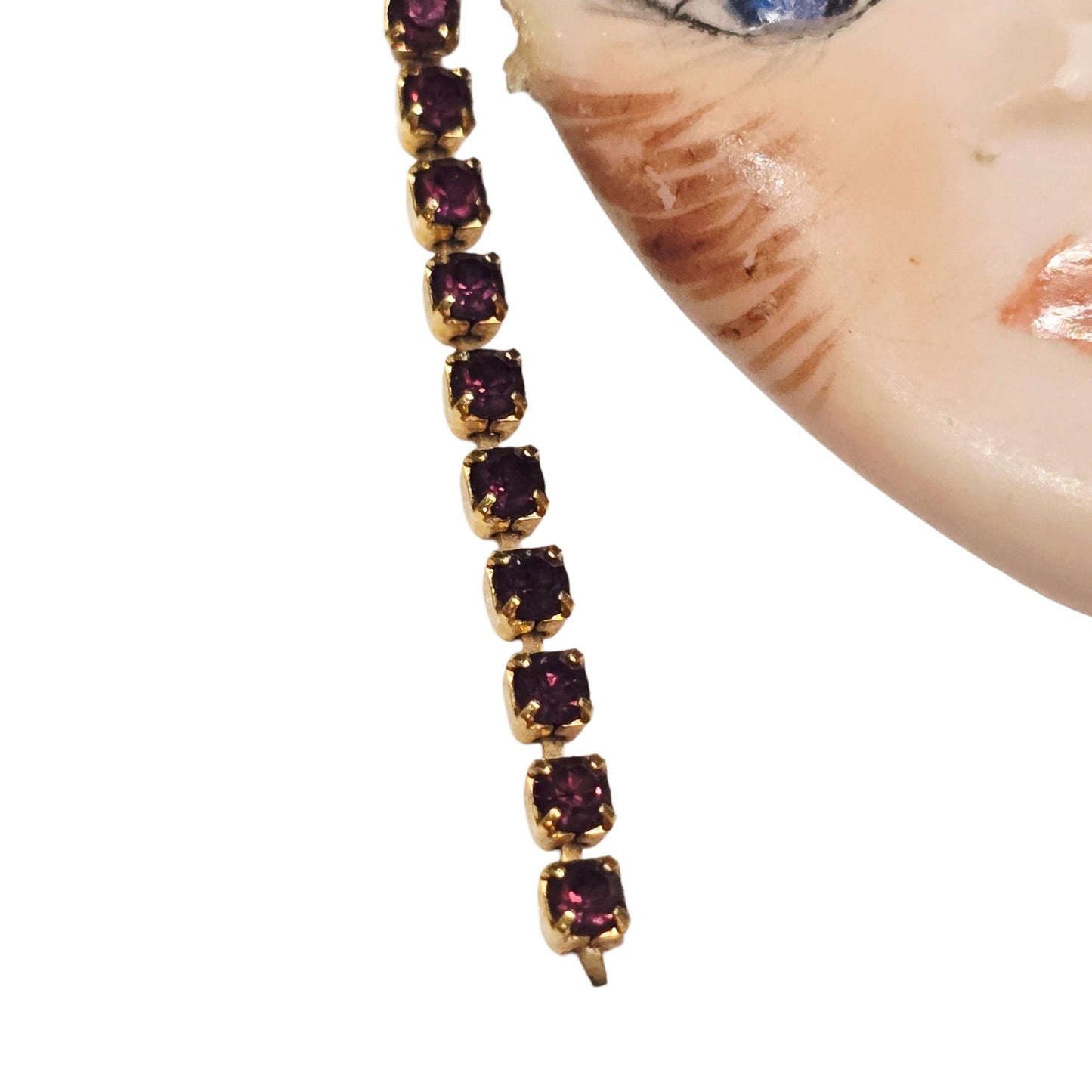Vintage Art Deco Lady Face Brooch Signed Rhinestone Faux Pearl Flapper 1990 Pin