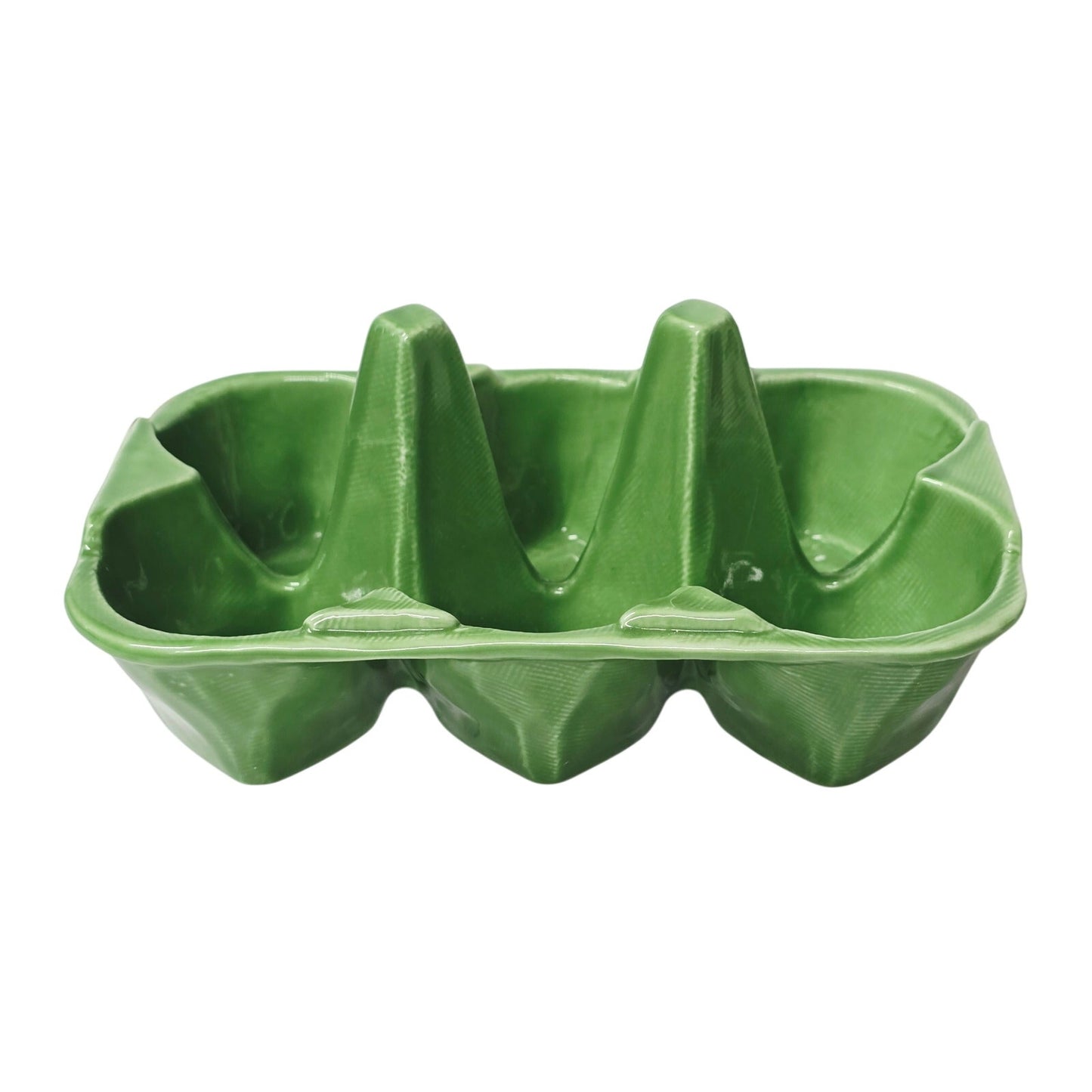 Anthropologie Biscuit Ceramic 6-Cup Egg Crate Green Farmhouse Egg Holder