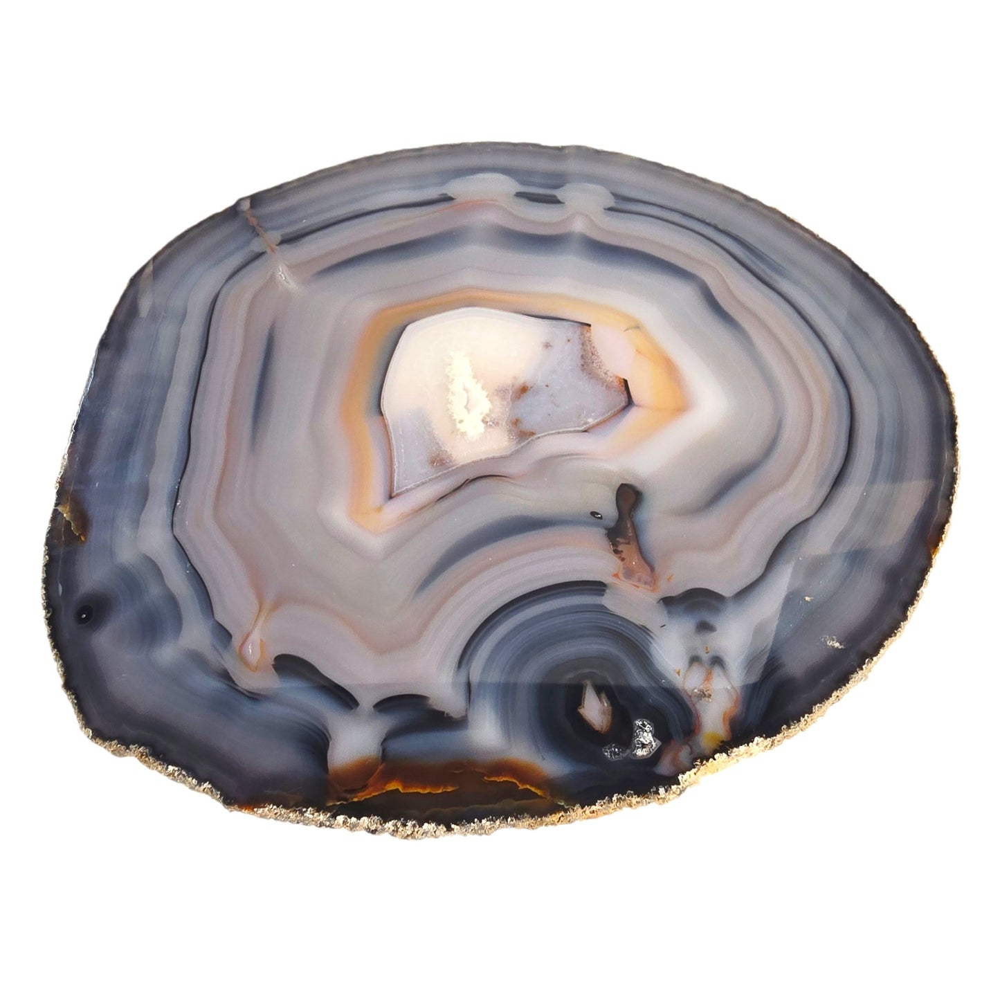 Large Sliced Agate Slab with Small Exposed Druzy Gray Blues