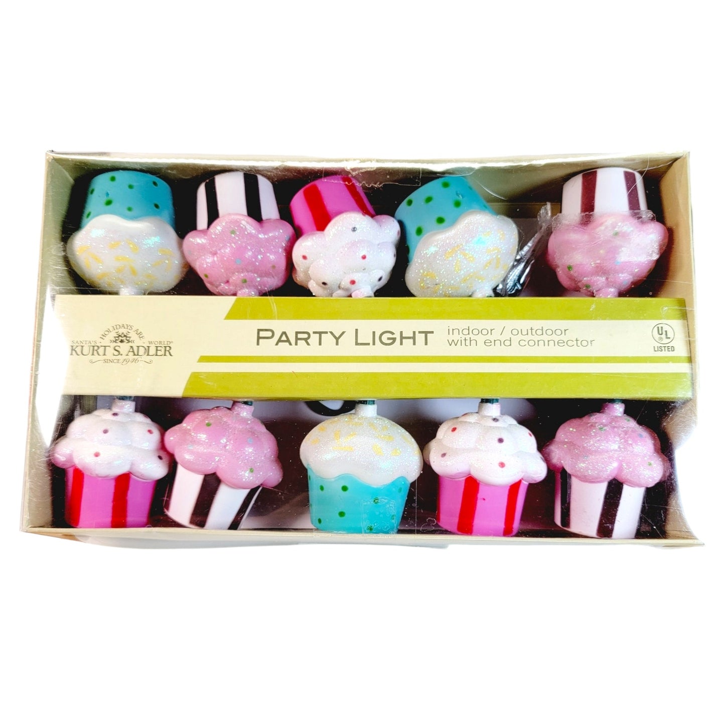 Kurt Adler Cupcake Blow Mold Party Lights / String Lights 10 Lights Indoor / Outdoor New in Box