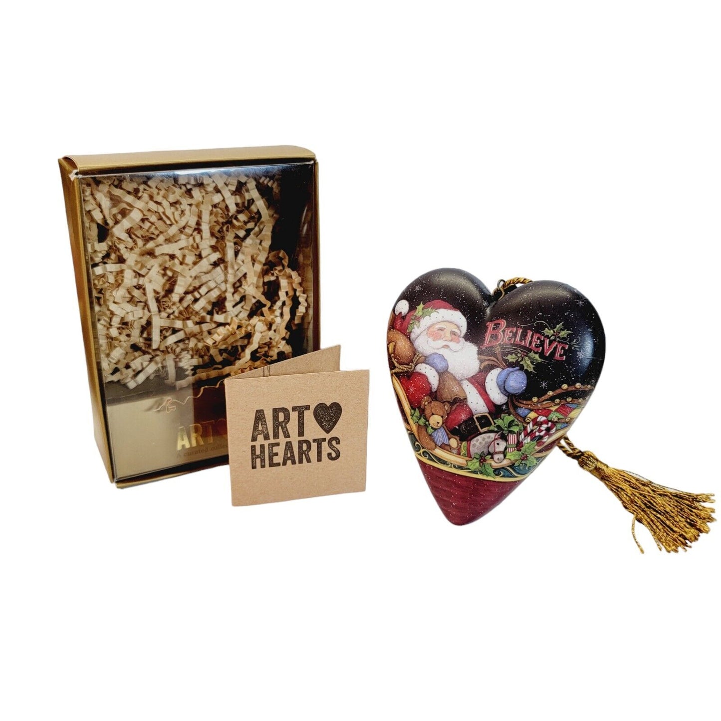 Demdaco "Believe Santa" Art Heart, Art-Inspired Sculptured Heart With Key Stand