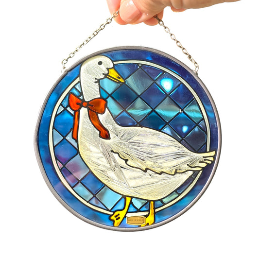 Vintage Goose Duck Stained Glass Sun Catcher, Made in Korea