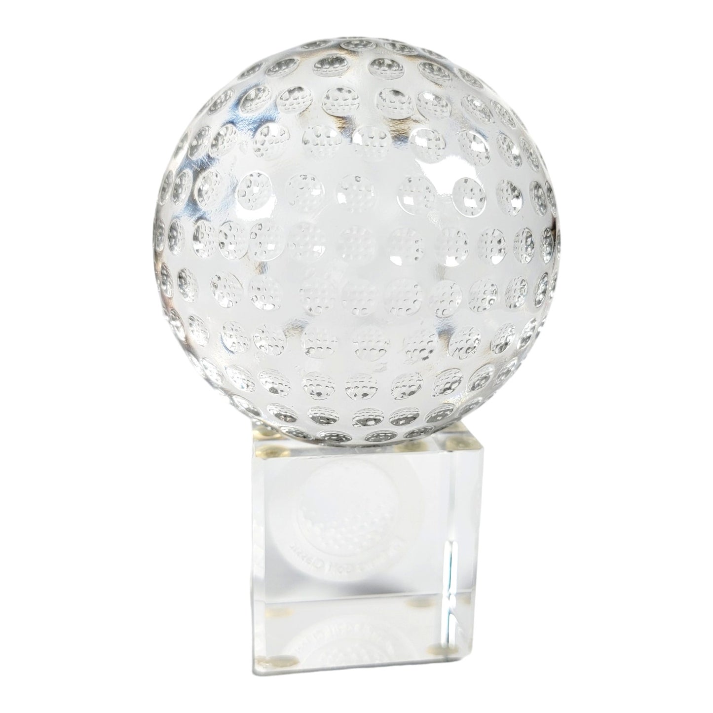 Solid Glass Golf Ball Paperweight on Stand, Identity Partners Golf Classic