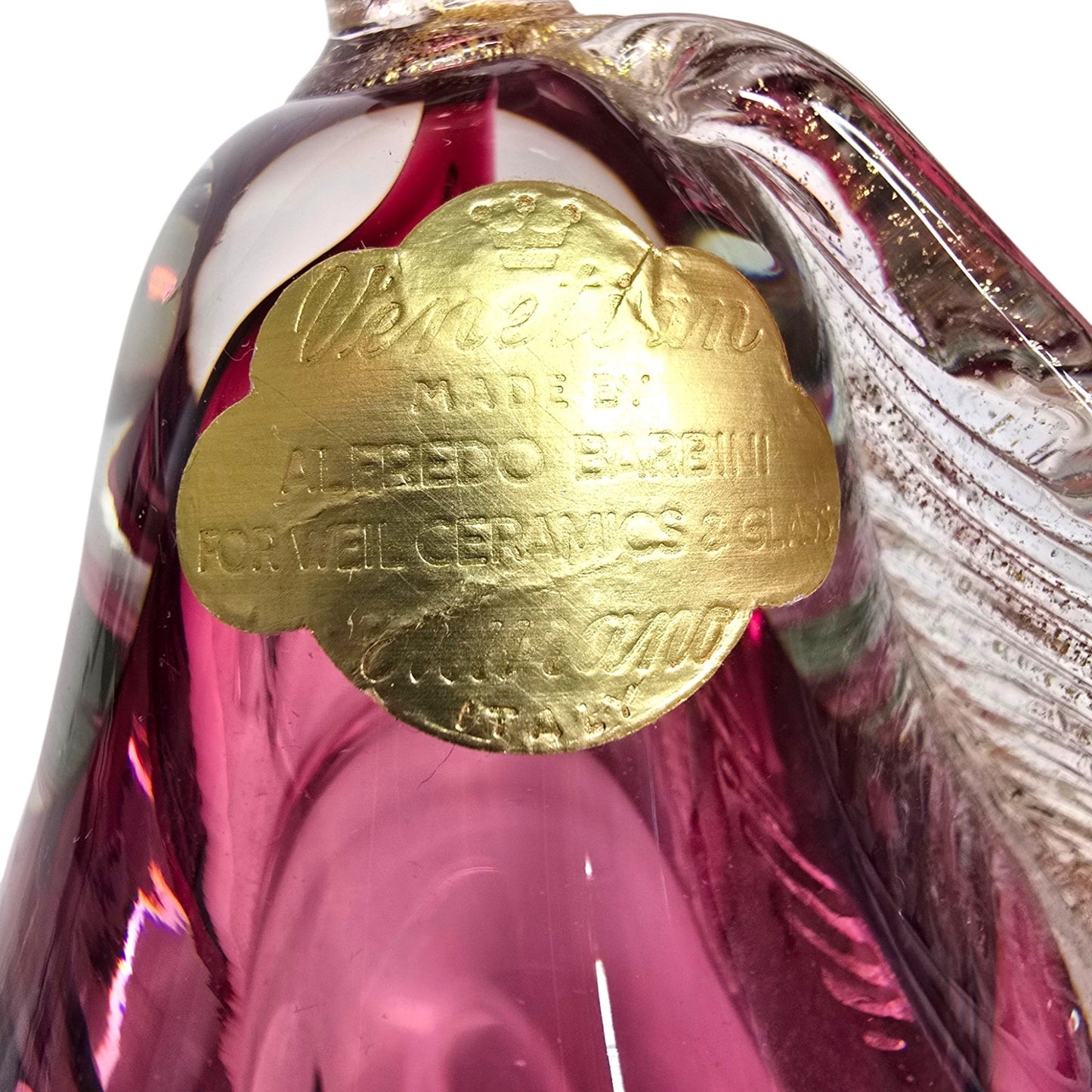 Alfredo Barbini Murano Sommerso Glass Pear Weil Ceramics Cranberry Adventurine