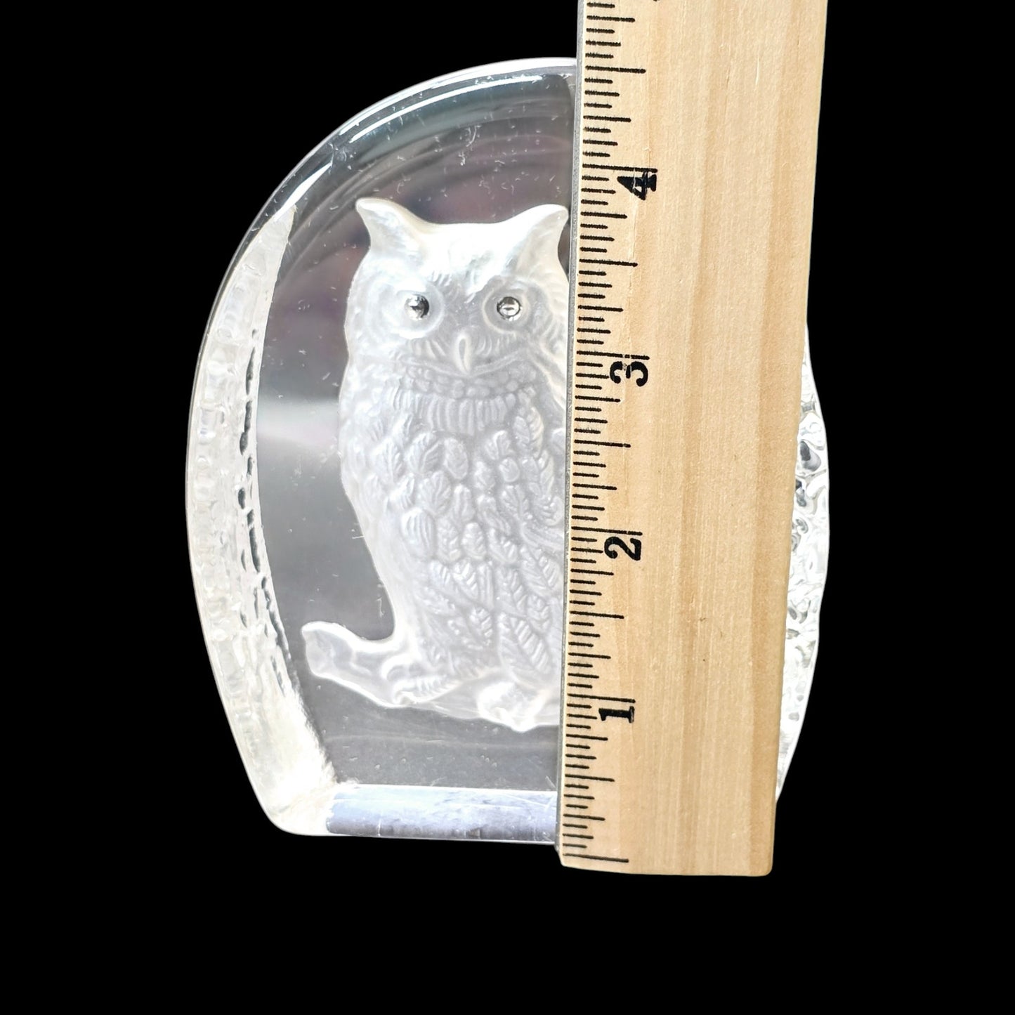 Wedgwood Crystal Etched Owl Paperweight, Marked