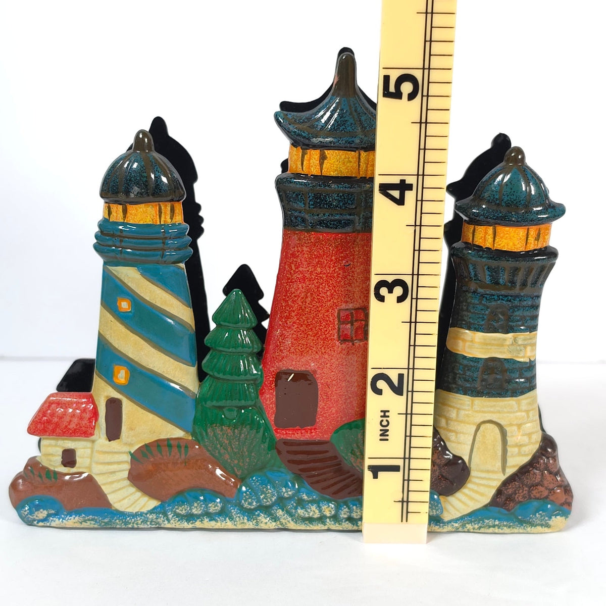 Hand Painted Lighthouse Letter Napkin Holder Coastal Nautical Desk Decor