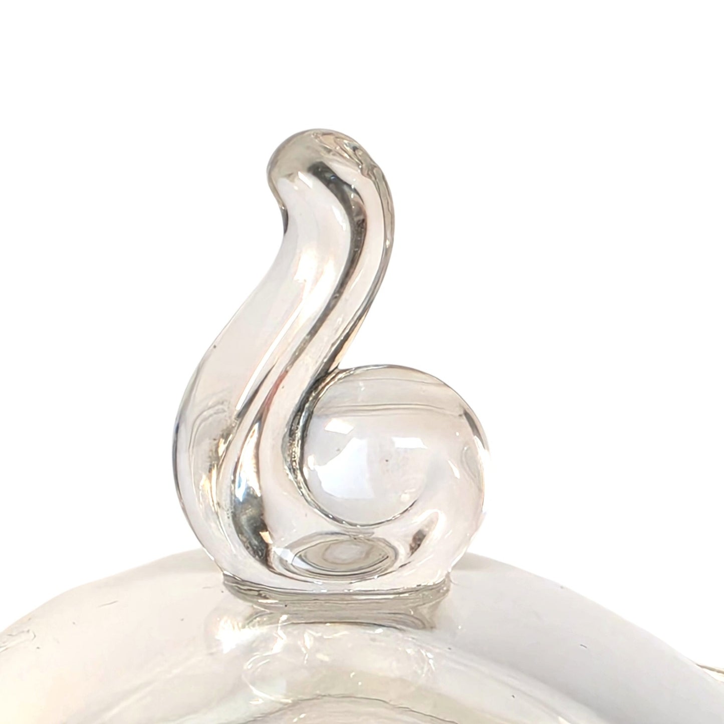 Vintage Fostoria Clear Glass Lidded Pedestal Jar UV Reactive MCM Elegant Glass
