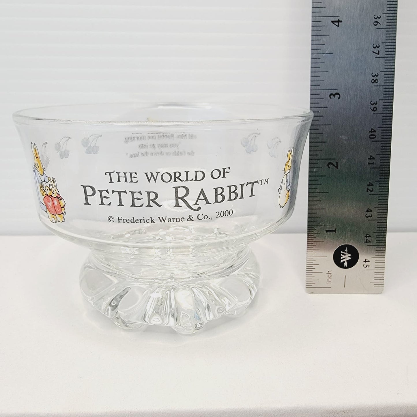 Set of 4 Vtg Peter Rabbit Frederick Warne & Co Glass Pedestal Dessert Bowls 2000