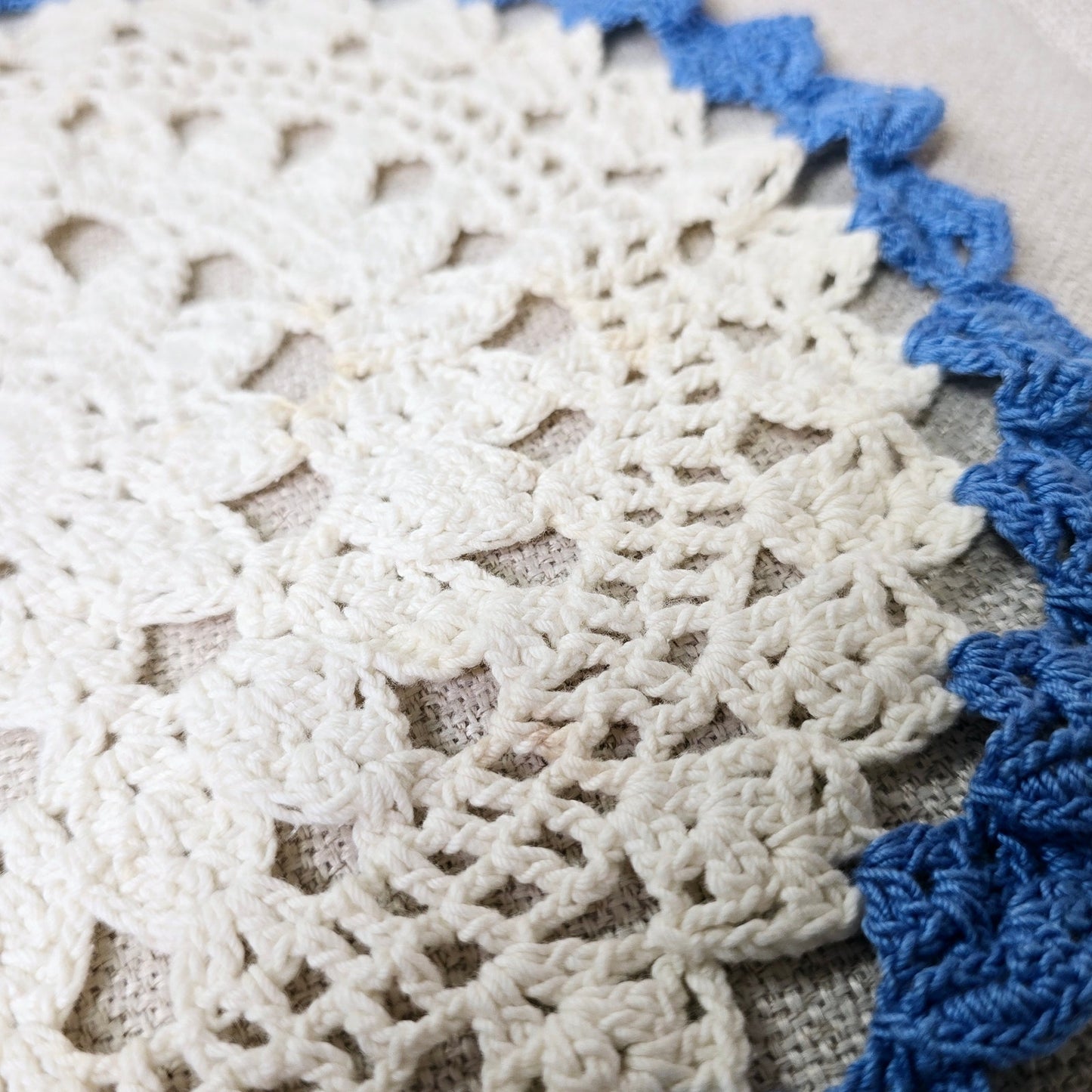 12" Blue Trim Crochet Doily