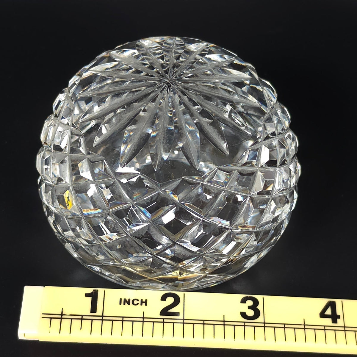 Waterford Crystal Hollow Dome Paperweight Diamond Cut Starburst Signed