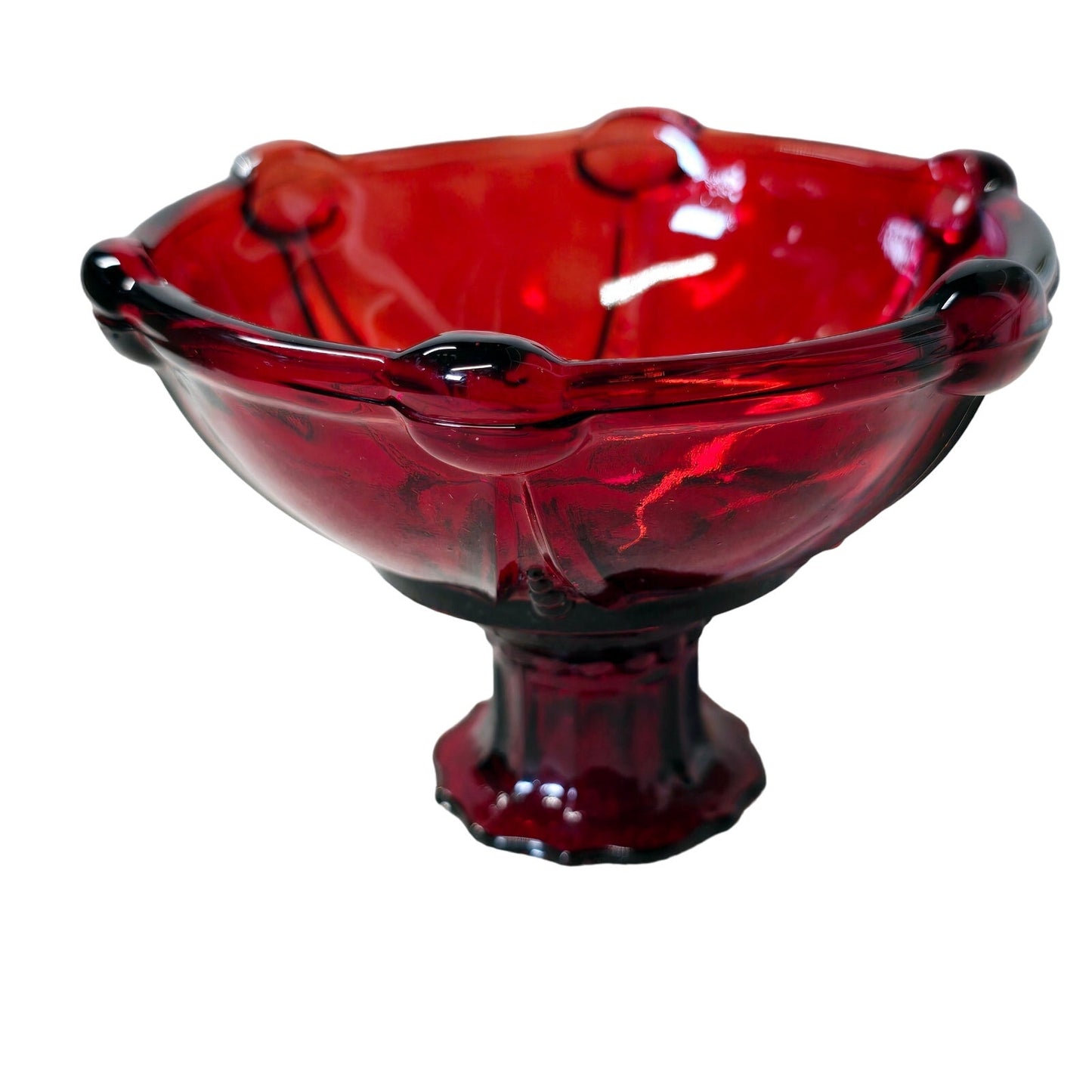 Single Oyster and Pearl Ruby Red Anchor  Hocking Candle Holder