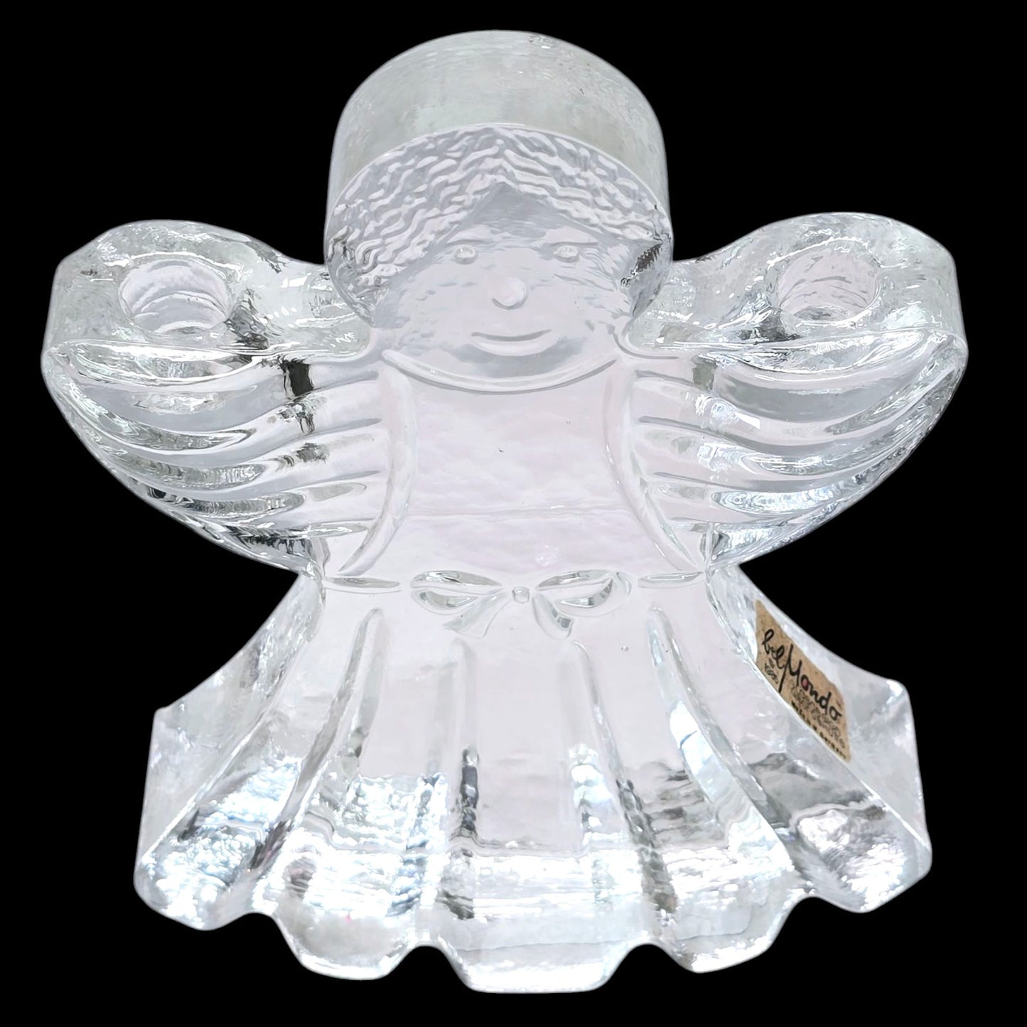 Vtg Glass Angel Candle Holder W. Germany BelMondo Glasdesign Georgshutte 1985