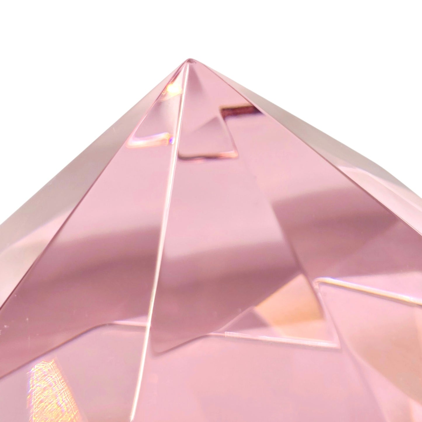 Pink Glass Diamond Paperweight Giant Jewel Faceted Crystal Cut Decorative 3"