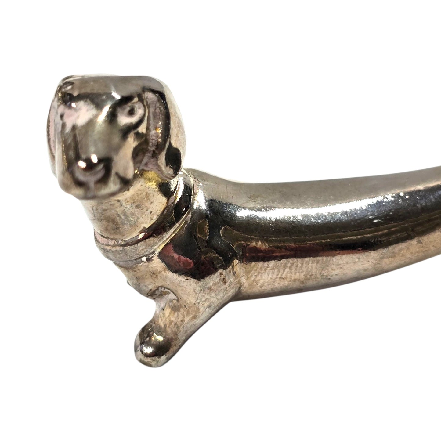 Vintage Dachshund Knife Rests Set of 5 Silver Tone Metal Mid Century Tableware
